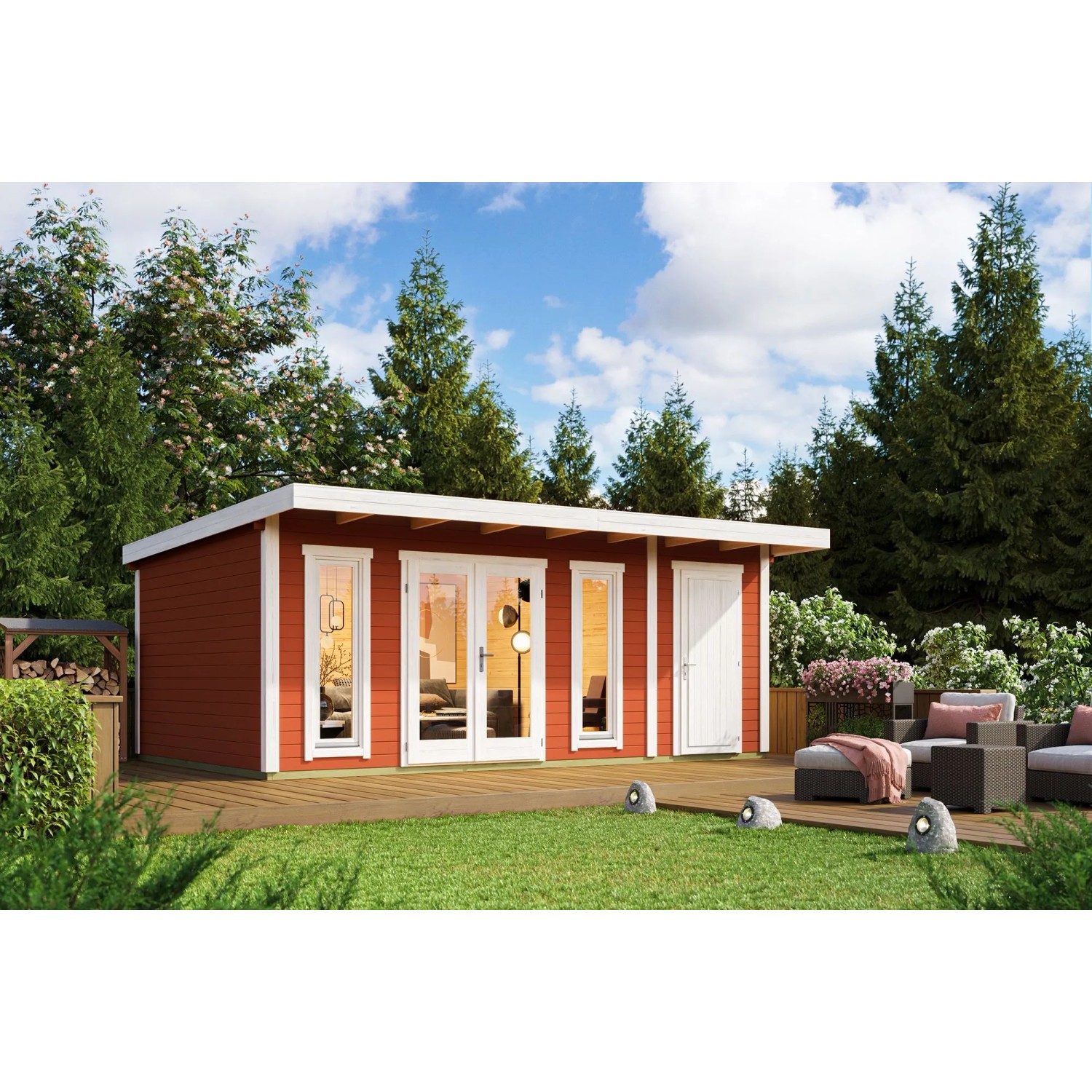 Lasita Gartenhaus Sicily 2 Schwedenrot 575 cm x 350 cm