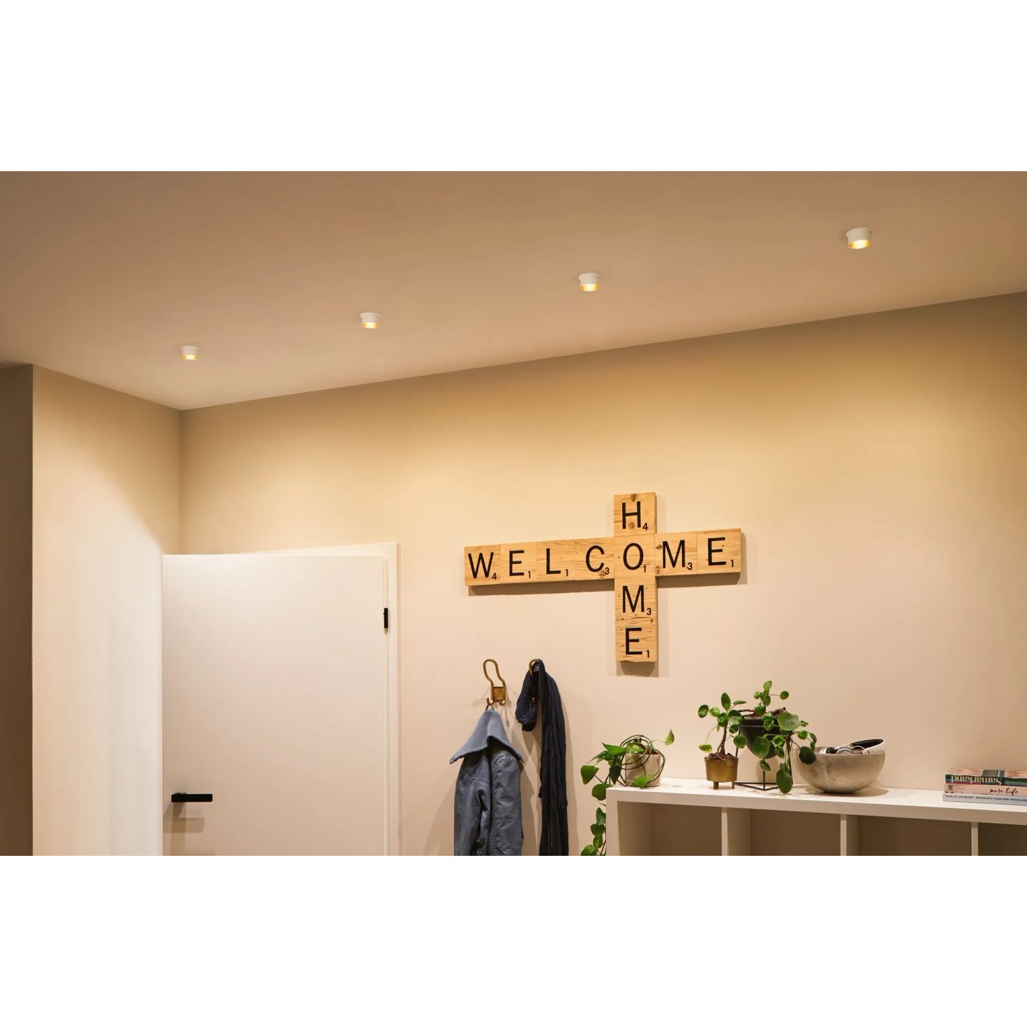 LED Einbaustrahler Set, 3er, weiß-gold, warmweißes Licht, 3-Stufen Dimmfunktion, für Deckenmontage.