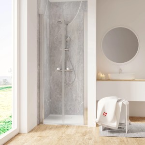 Schulte ExpressPlus Pendeltür in Chromoptik, 200x100 cm, für Nische. Duschtür mit Sicherheitsglas.