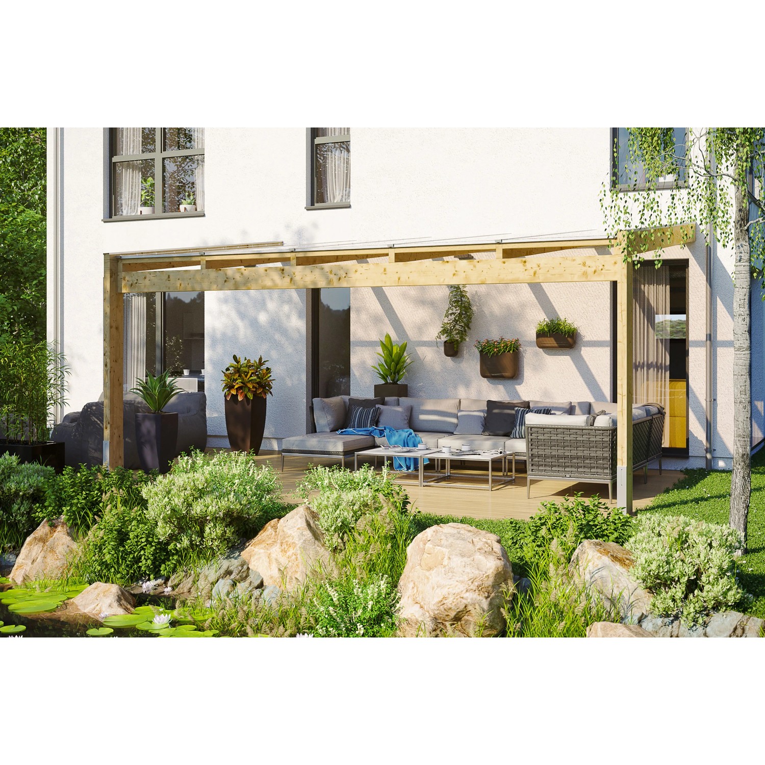 Skan Holz Terrassenüberdachung Novara 557 cm x 259 cm unbehandelt