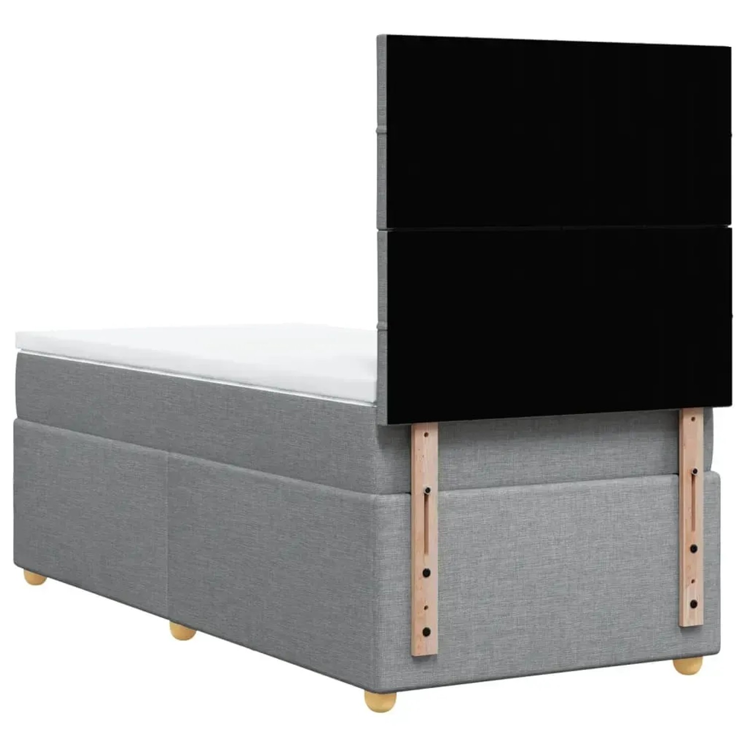 Boxspringbett vidaXL, hellgrauer Stoff, 90x200 cm mit Matratze und Kopfteil.