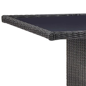 Detailansicht: Schwarzer Poly Rattan Gartentisch der vidaXL Essgruppe Modell 4.