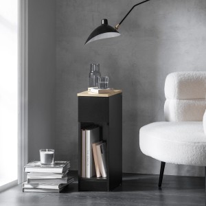 SoBuy Nachttisch 2er Set FBT111-SCHx2, schwarz mit Schublade und offenem Fach.