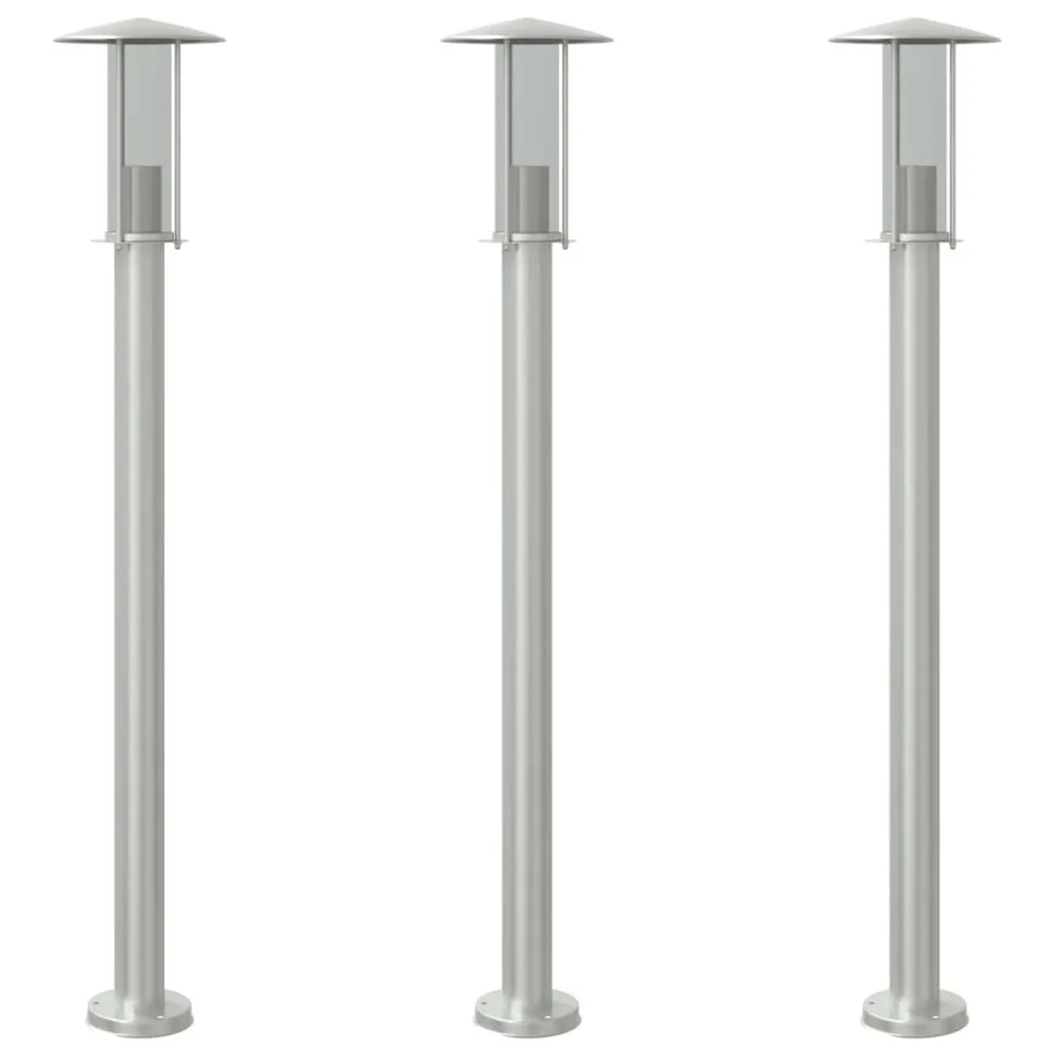 vidaXL Wegeleuchten 3 Stk Silbern 100 cm Edelstahl 4006352