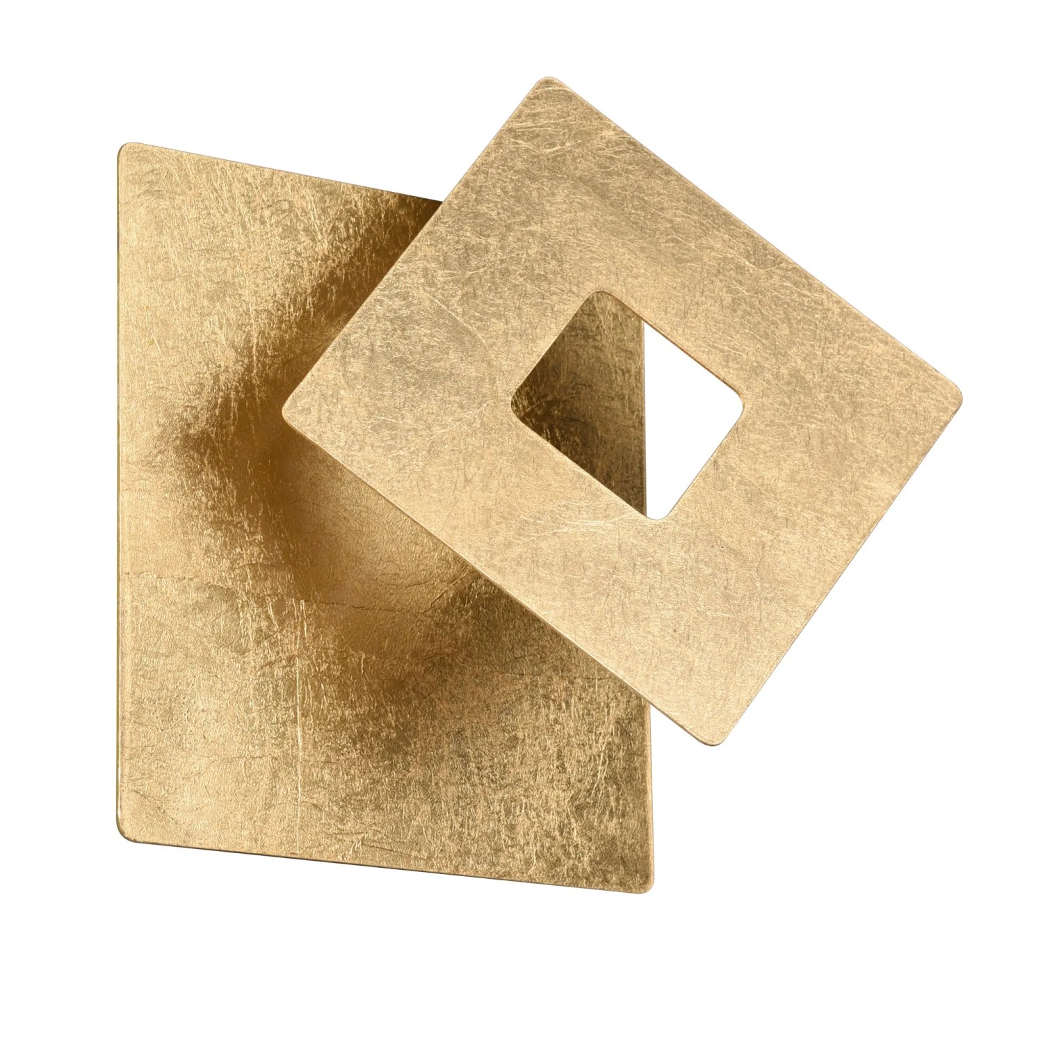Goldfarbene, eckige Trio LED-Wandlampe Leano mit indirekter Beleuchtung.
