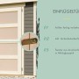 Detailaufnahme: Tür mit Sicherheitsüberfalle für Karibu Gartenhaus Nürnberg, terragrau.