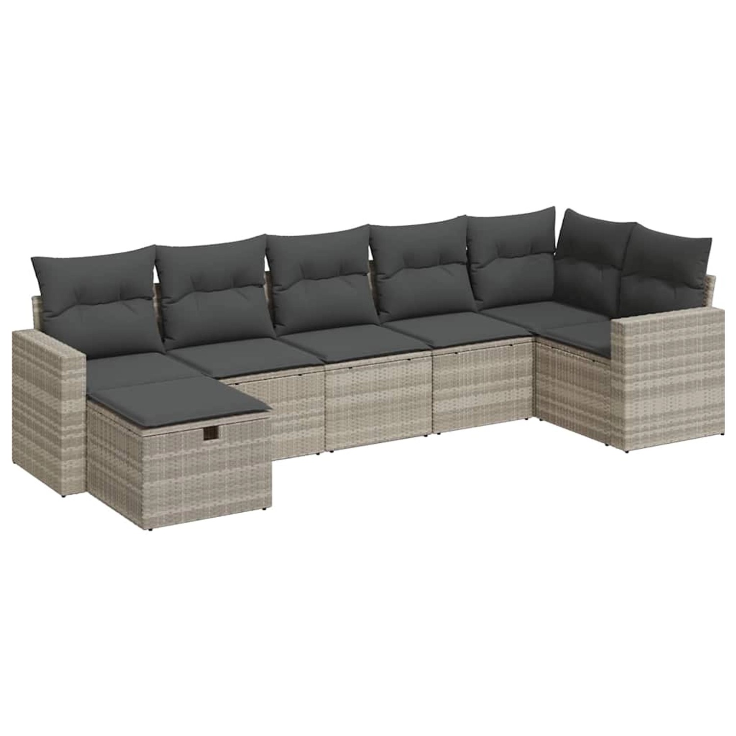 vidaXL 7-Tlg Garten-Sofagarnitur mit Kissen Hellgrau Poly Rattan 3325408 günstig online kaufen