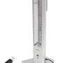 Silberner Vasner Infrarot-Heizstrahler HeatTower 2500 W mit Fernbedienung für Terrasse und Garten.