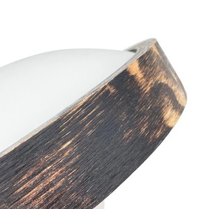 Lamkur LED-Deckenleuchte Anello Smoky, Ø 27 cm, Detailansicht des Holzrahmens.