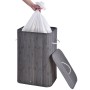 Grauer Juskys Bambus Wäschekorb (72L) mit Wäschesack und Deckel. Praktisch und stilvoll für Bad oder Schlafzimmer.