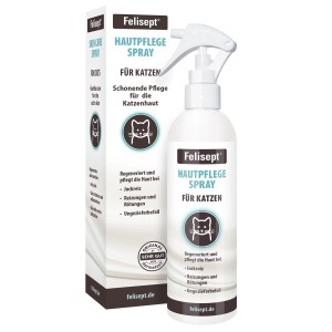 Felisept Hautpflegespray für Katzen, 250ml Flasche zur Fellpflege bei Juckreiz und Hautirritationen.