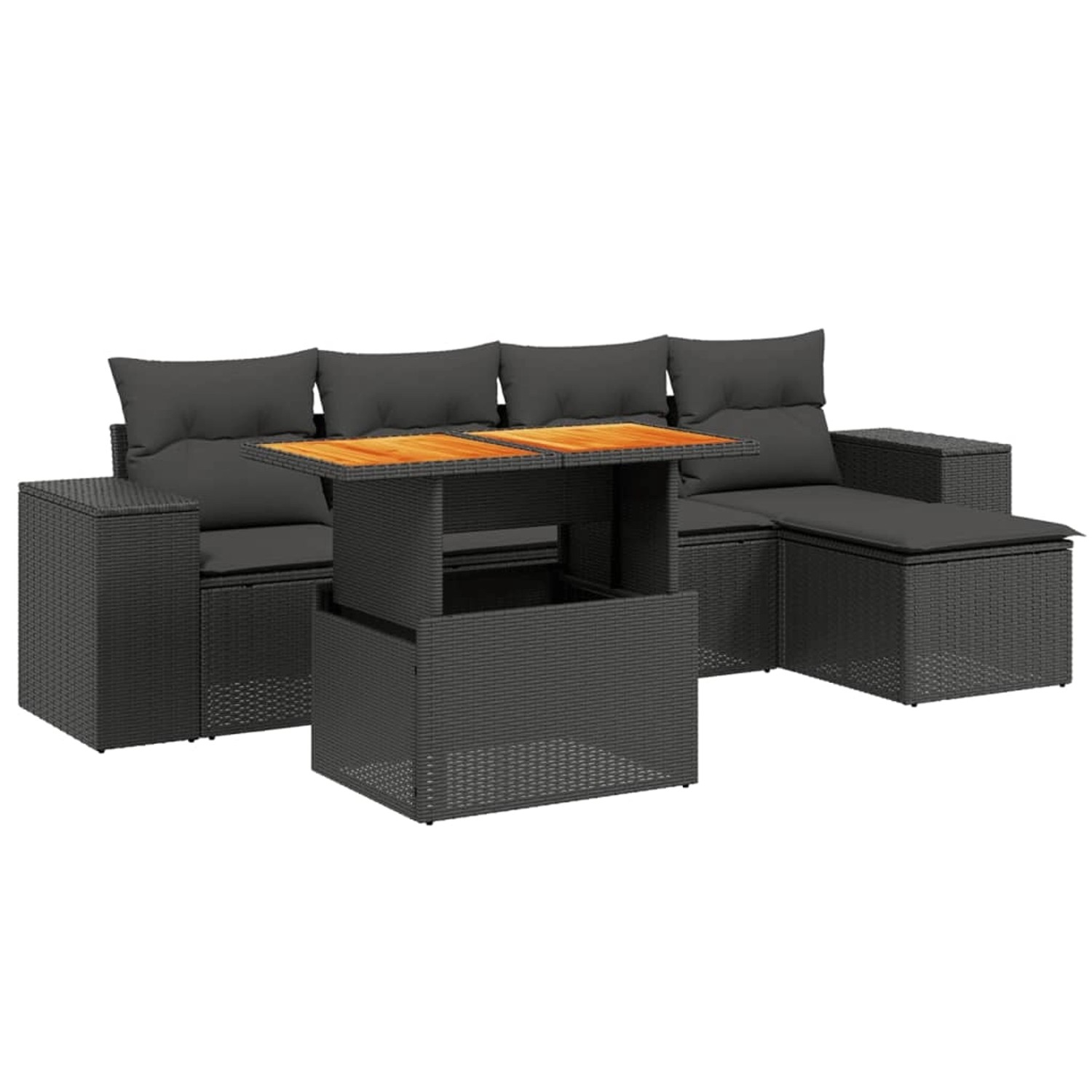 vidaXL 6-Tlg Garten-Sofagarnitur mit Kissen Schwarz Poly Rattan 3272609 günstig online kaufen
