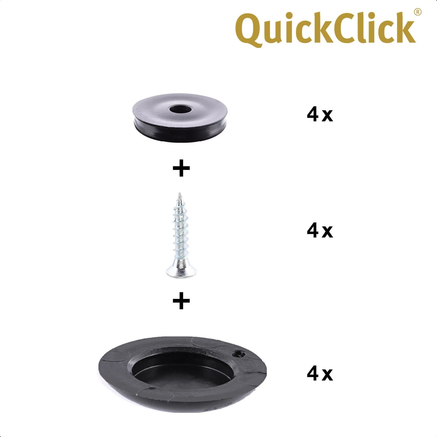 Wagner QuickClick Möbelgleiter Set, 12-teilig, schwarz-grau, für raue Böden.