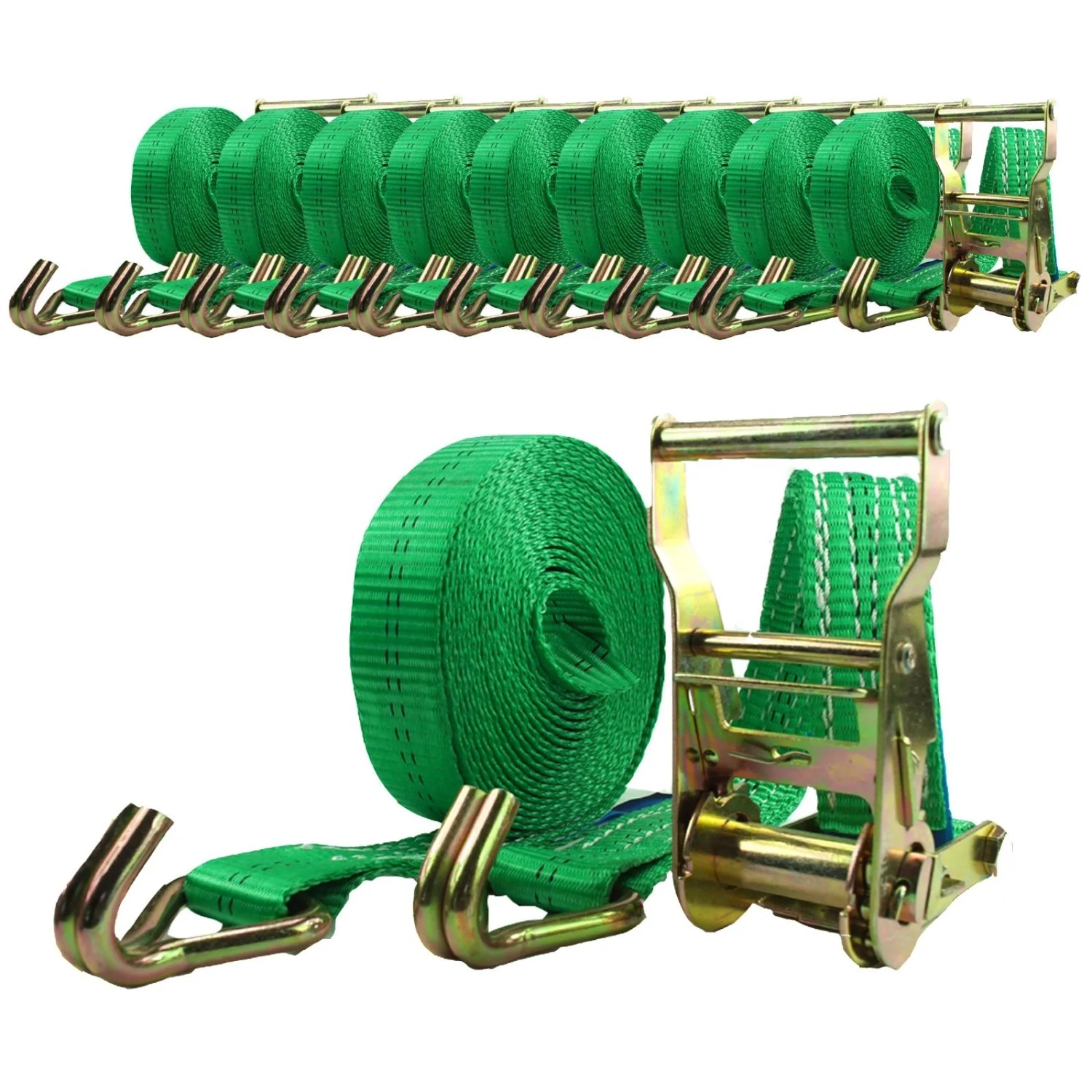 TRUTZHOLM 10x Profi Ratschen Spanngurt 2 Teilig 6m 2t 2000 kg TÜV GS Grün