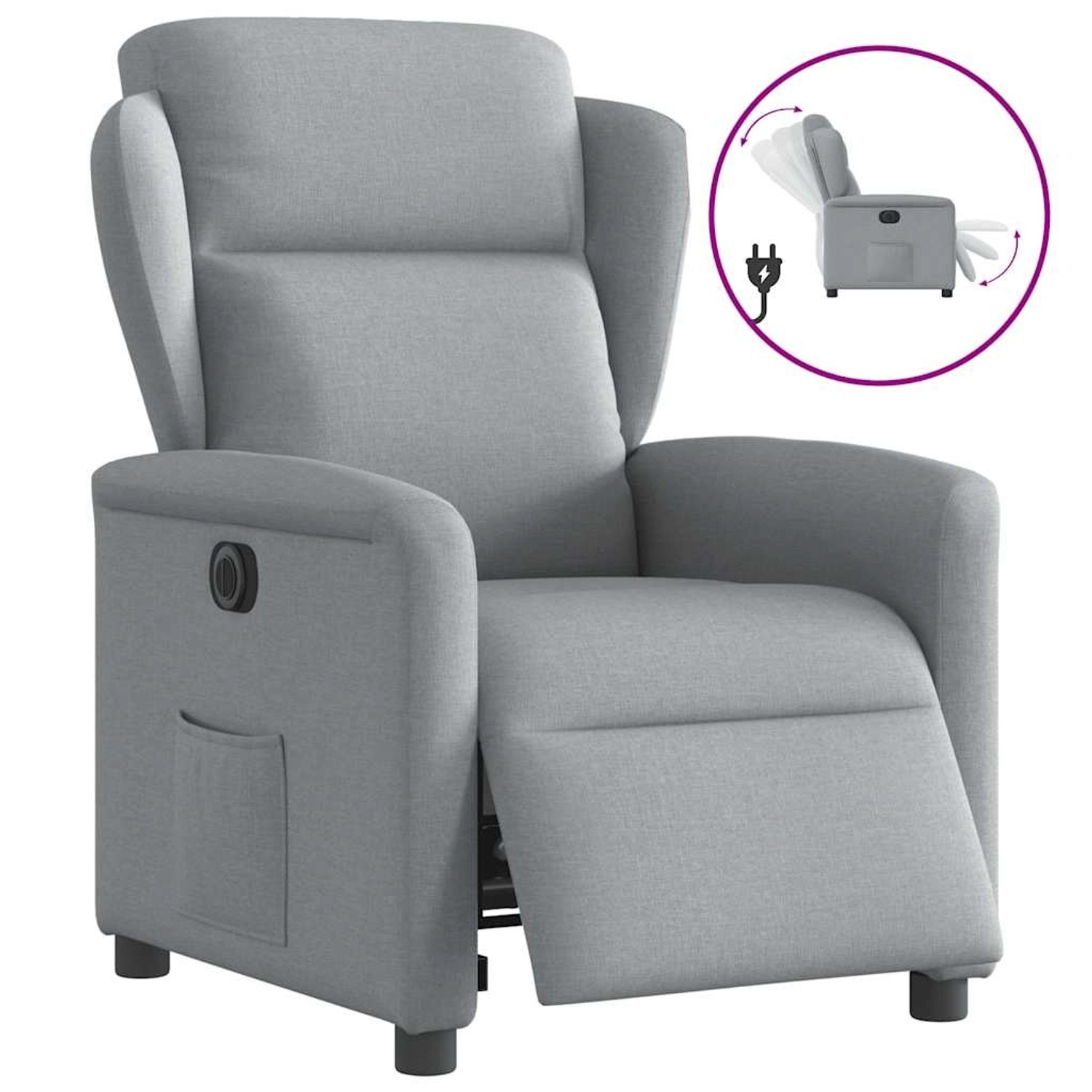 vidaXL Relaxsessel Elektrisch Hellgrau Stoff 3303114 günstig online kaufen