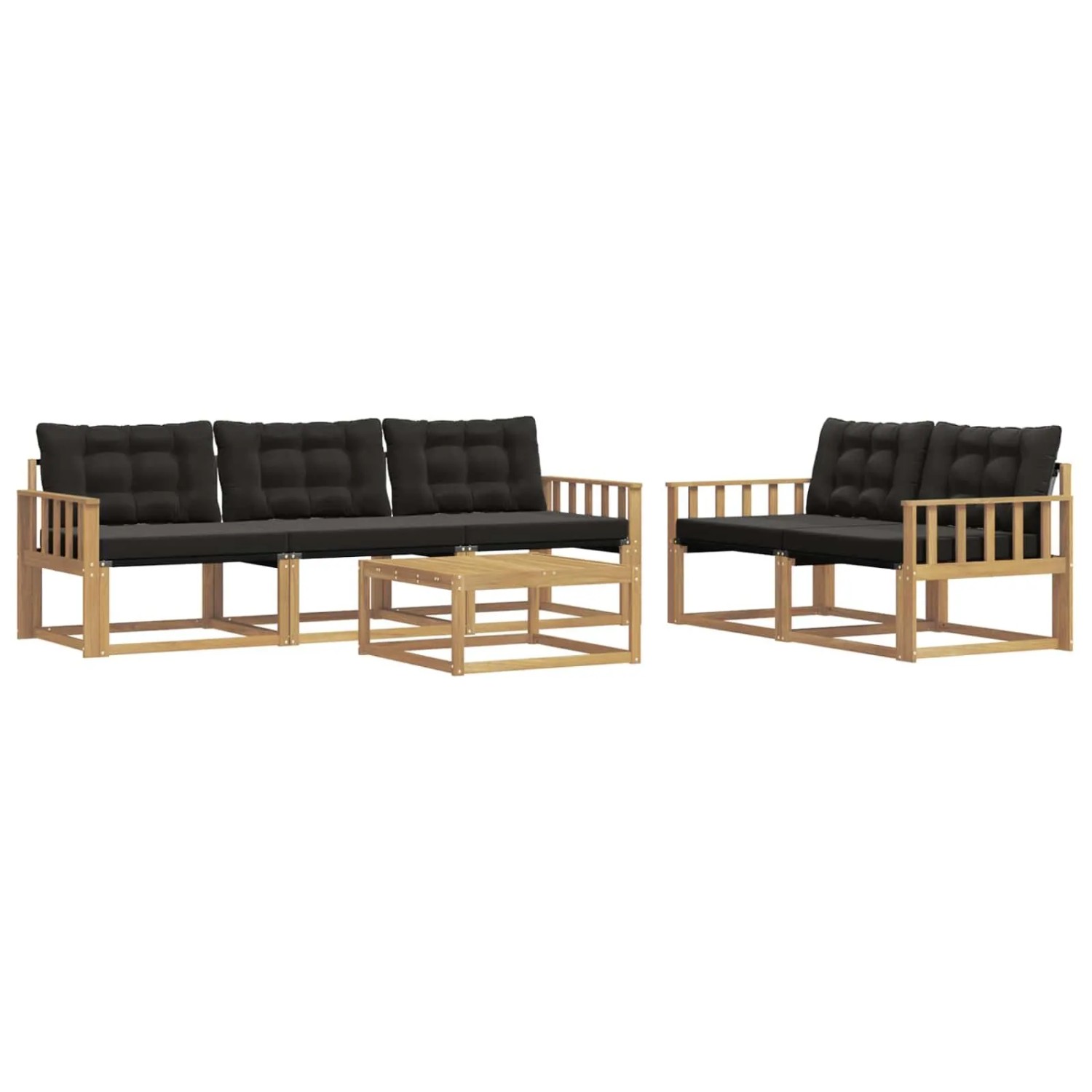 vidaXL Outdoor-Sofagarnitur 6 Stk Weiß und Schwarz 79 x 79 x 37 cm 3388418