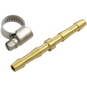 LUX Schlauchverbinder-Set, 6 mm, 3-teilig: Messing-Verbinder mit Schlauchschelle für Druckluftschläuche.