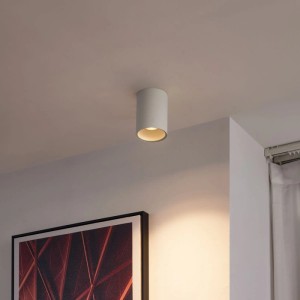 Beiger QAZQA Einbaustrahler Deep, runde GU10 Lampe für Deckenmontage.