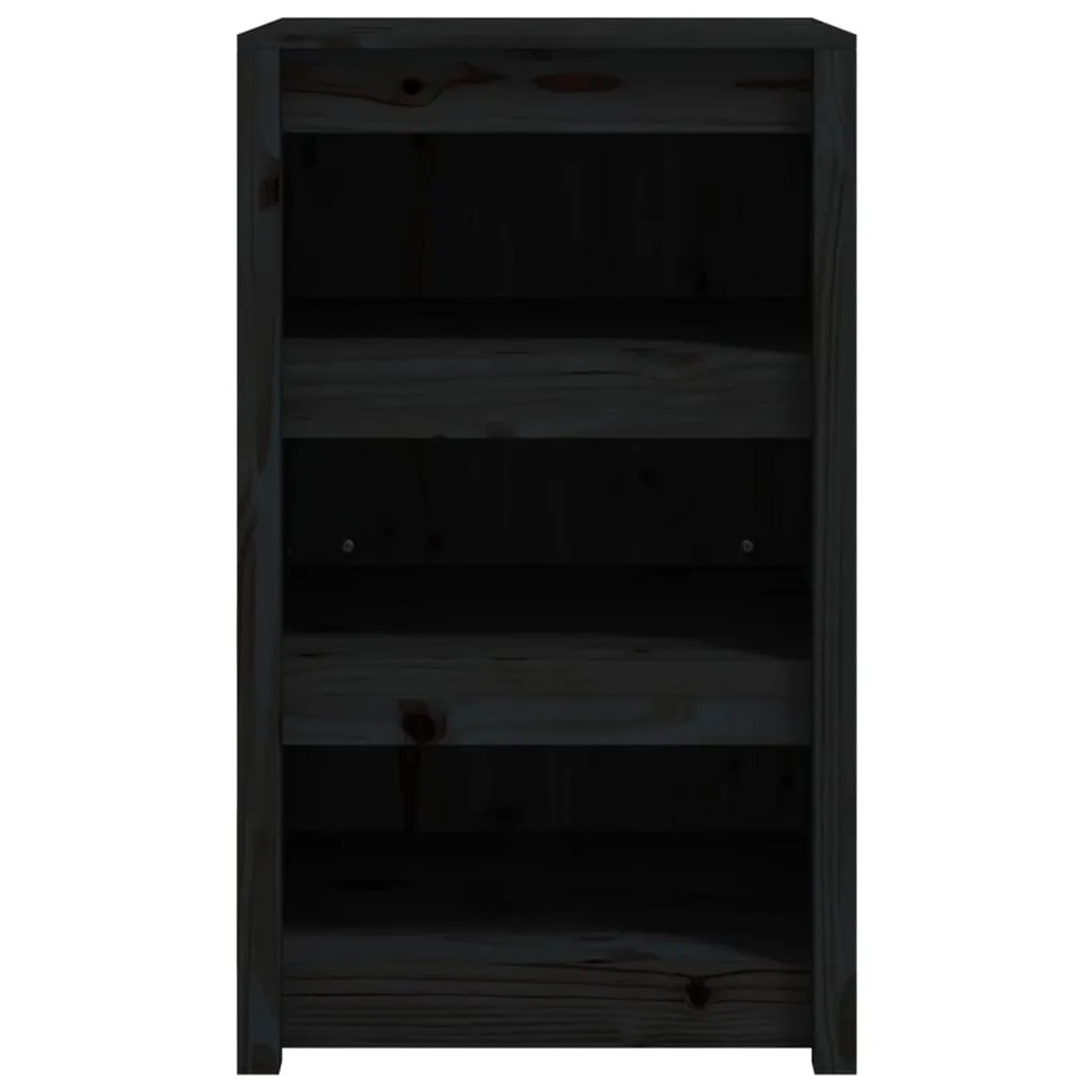Schwarzer Outdoor-Küchenschrank aus Kiefernholz, 55x55x92 cm, mit Regalfächern.