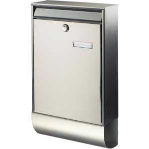 Burg Wächter Briefkasten-Set Berlin 37770 Ni aus Edelstahl mit Zeitungsfach.