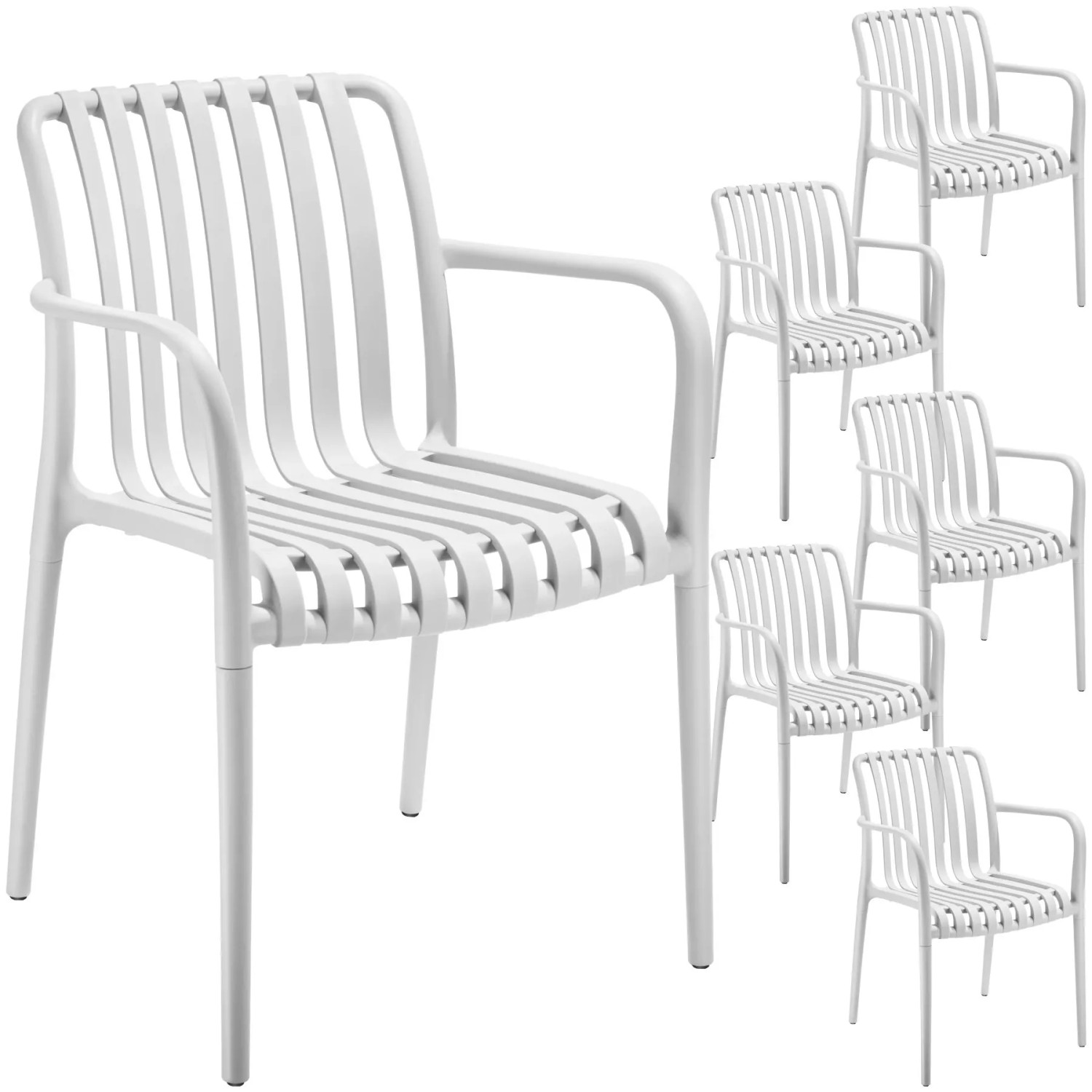 Tectake Gartenstühle Alcudia Wetterfest und UV Beständig Platzsparend Stapelbar Creme 6er Set
