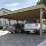 WEKA Doppelcarport 609 mit zwei geparkten Autos unter dem Carport.