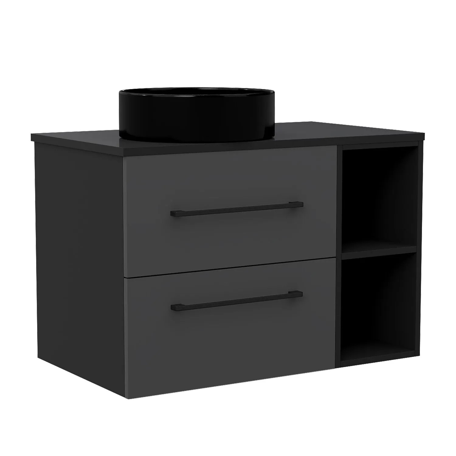 AICA Waschtisch mit Unterschrank 80 cm Kross Badmöbel Set Aufsatzbecken Softclose Schubladen mit Staufach
