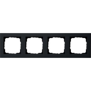 Gira Abdeckrahmen E2, 4-fach, schwarz matt, für Schalter und Steckdosen.