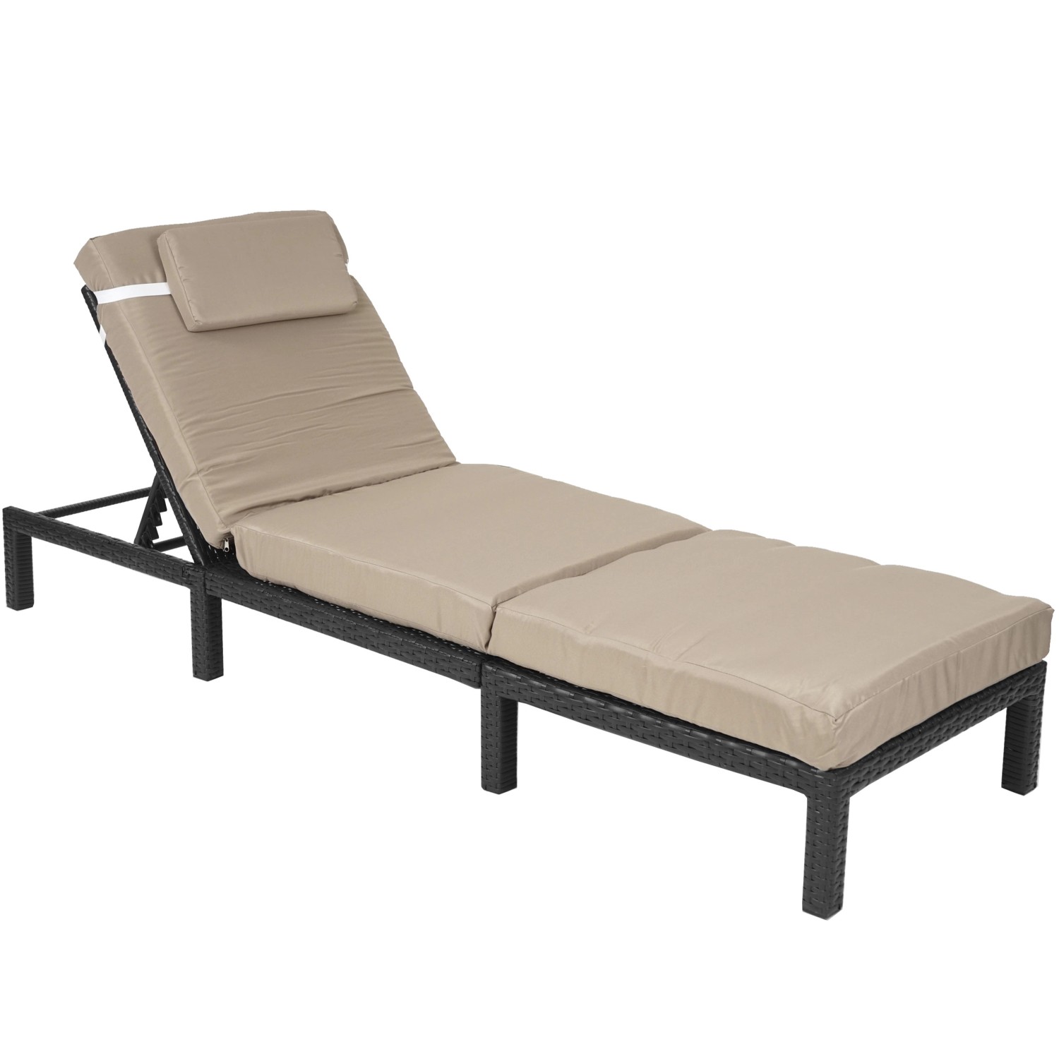 MCW Poly-Rattan Sonnenliege A51 Premium anthrazit Kissen Creme