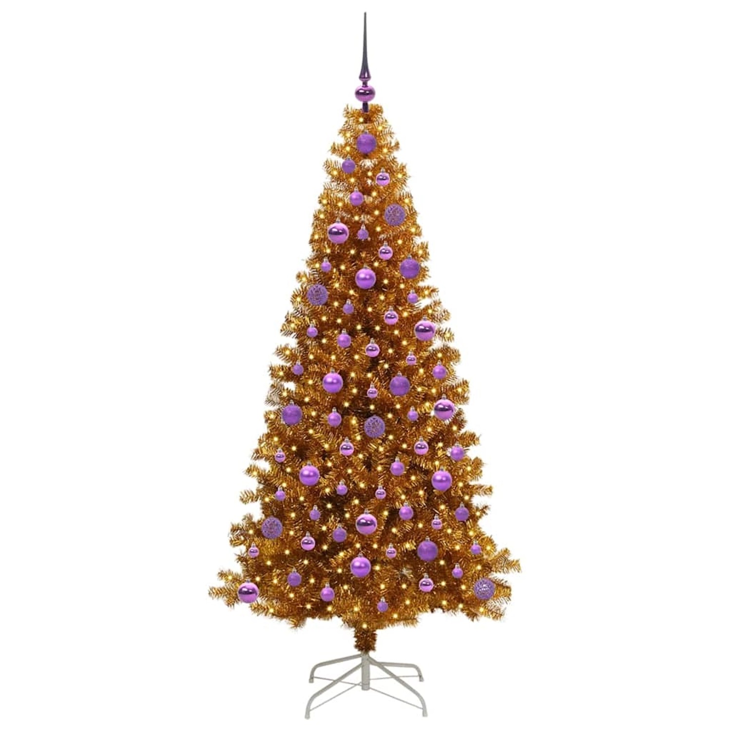 vidaXL Weihnachtsbaum mit 300 LEDs mit Ständer Gold 180 cm PET 3396631
