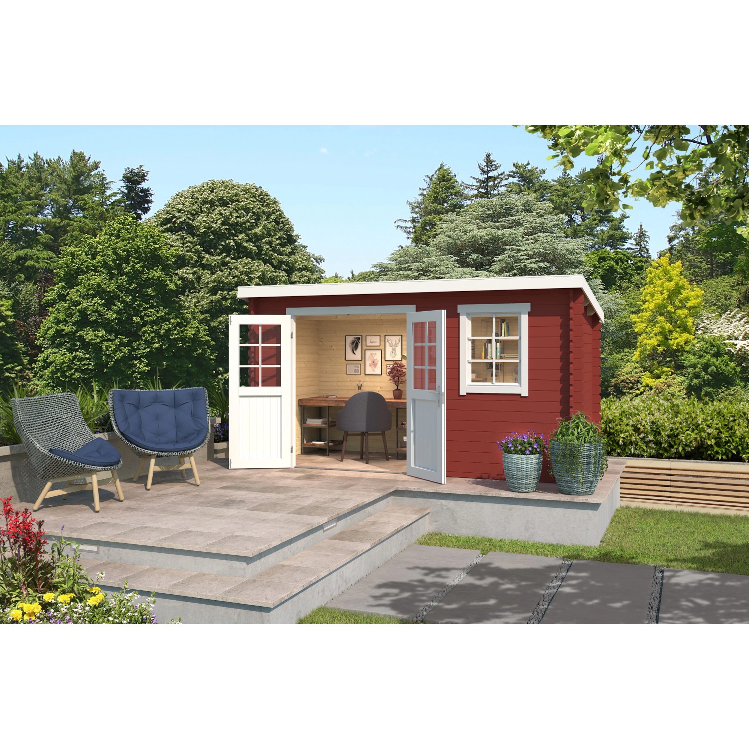 Lasita Holz-Gartenhaus Amira 175 Schwedenrot 400 cm x 213,1 cm günstig online kaufen