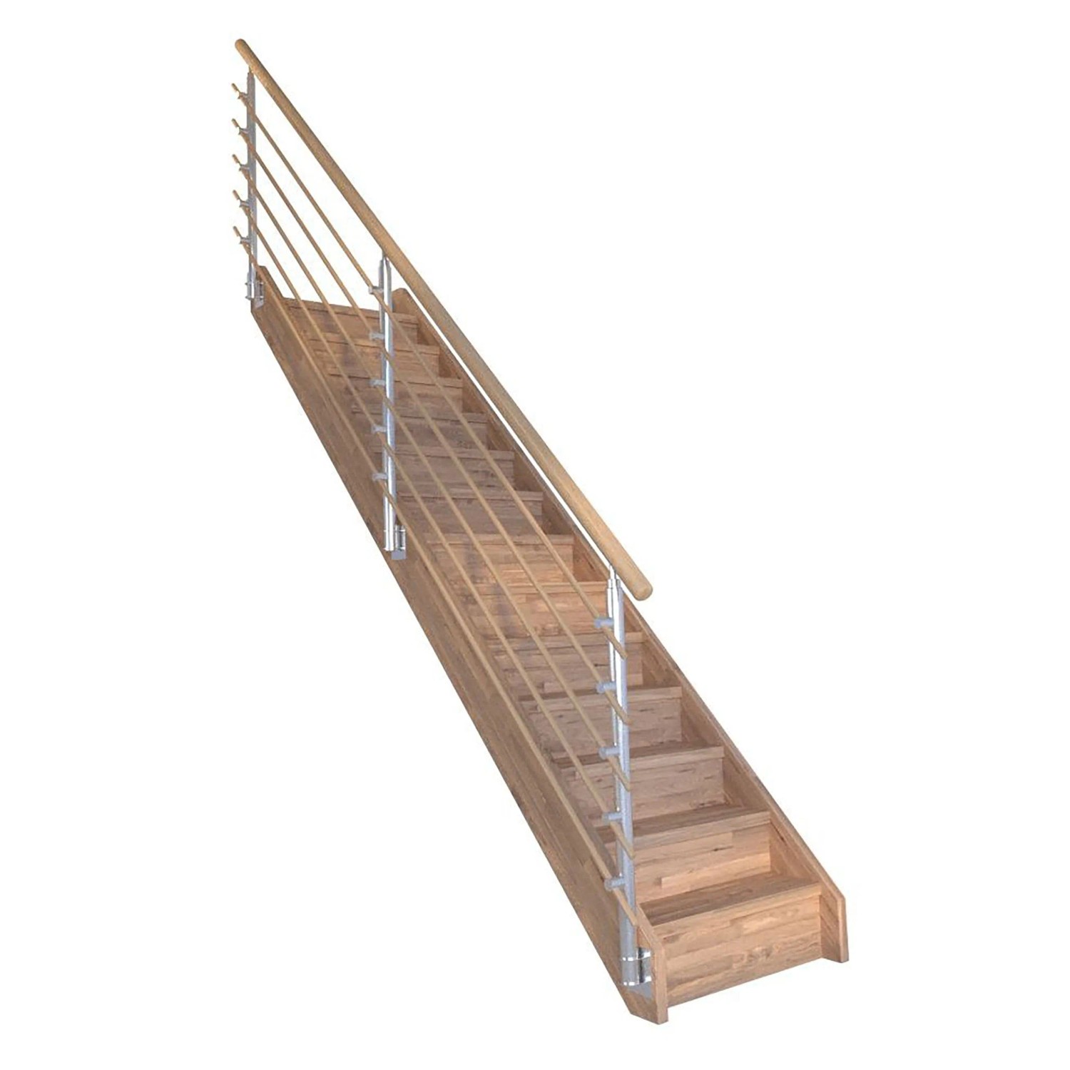 Treppe Mykonos Pro Eiche Gerade 90 cm Setzstufen Design-Geländer-Holzstäbe günstig online kaufen