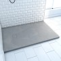 Graue Aurlane Duschtasse Stone, 140x90 cm, in Steinoptik mit Abdeckkappe.