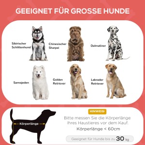 Infografik: Geeignete Hunderassen (z.B. Schäferhund) für PawHut Hundesofa. Körperlänge beachten!