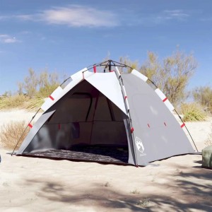 vidaXL Strandzelt 3 Personen Grau Quick Release Wasserdicht 4005316