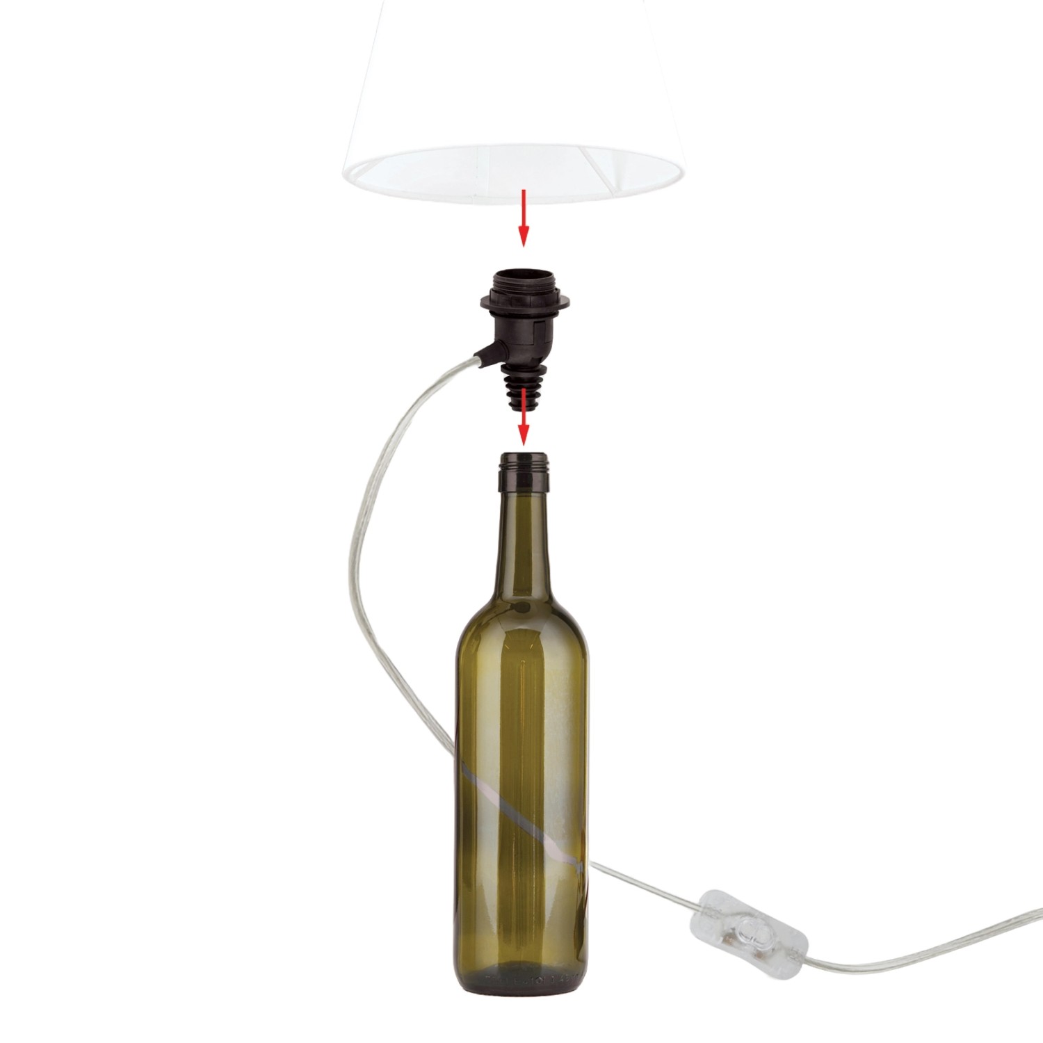 Orion Lightstyle Lampenfassung E27 DIY für Flaschenlampe Transparent