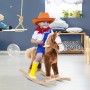 Kind auf HOMCOM Schaukelpferd Plüschtier. Klassisches Schaukeltier für Kinder.