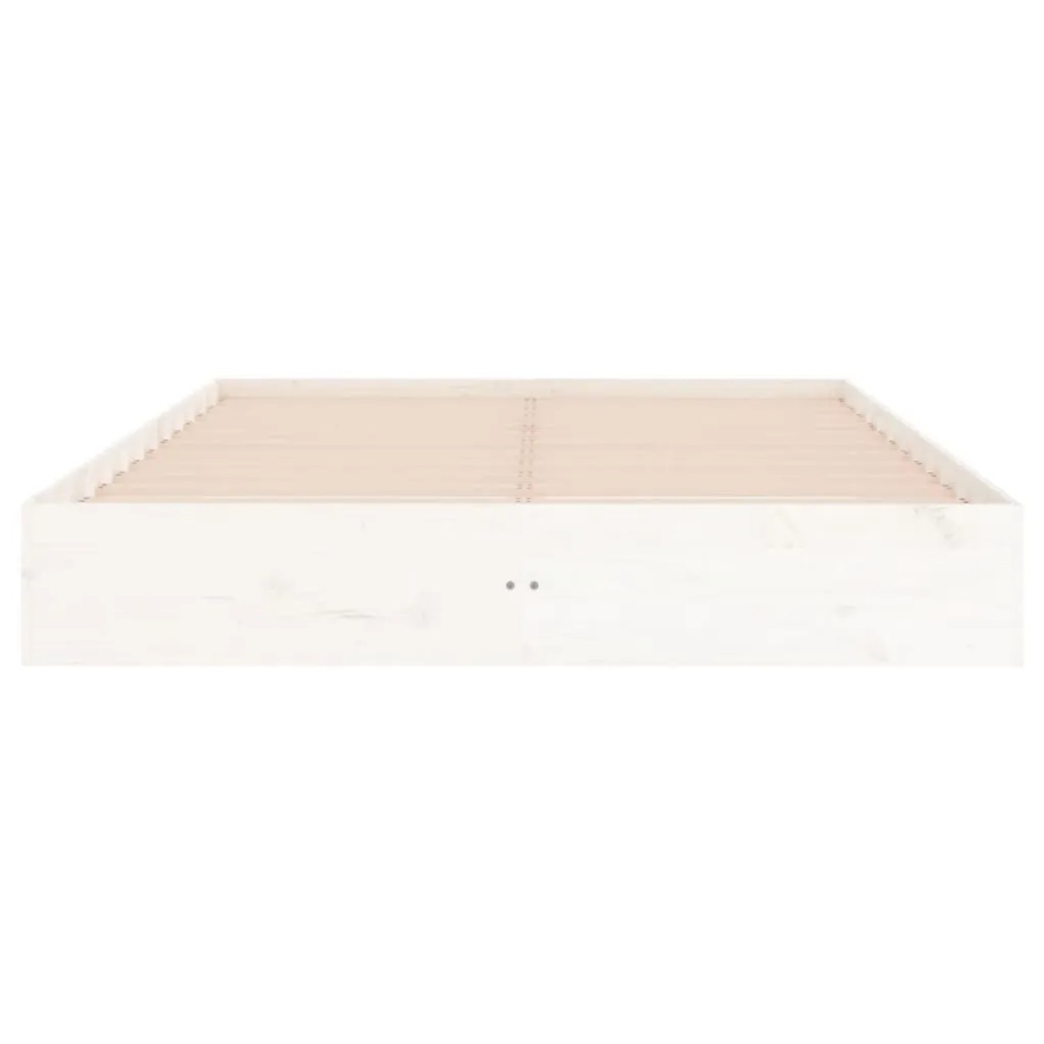 Weißes Massivholzbett 200x200 cm mit Lattenrost. Bettrahmen aus Kiefernholz.