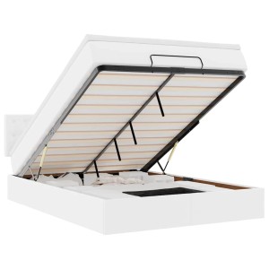 vidaXL Ottoman-Bett mit Matratzen & LEDs Reinweiß 200x200cm Kunstleder 3312158