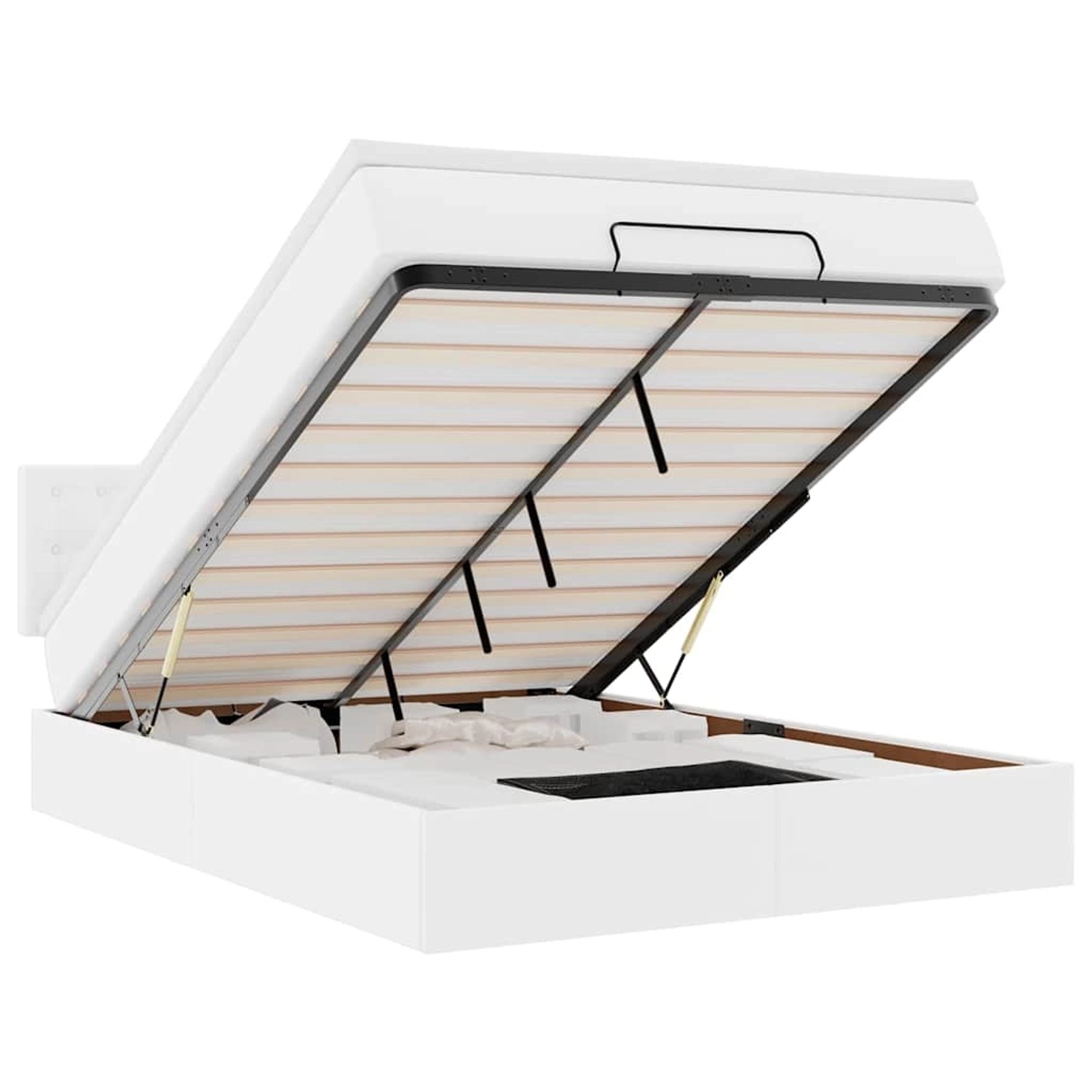 vidaXL Ottoman-Bett mit Matratzen & LEDs Reinweiß 200x200cm Kunstleder 3312158