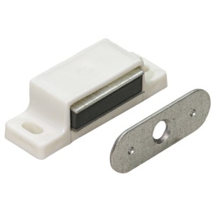 Hettich Magnetschnäpper, 4 kg, Weiß, mit Gegenplatte zum Anschrauben für Möbel.