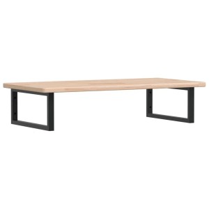 vidaXL Waschtischplatte mit Eiche-Holzplatte und schwarzer Stahlhalterung.