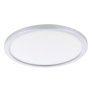 Flache LED-Deckenleuchte Campaspero 2 von Eglo, Ø 29,3 cm, silber-weiß, für Bad geeignet.