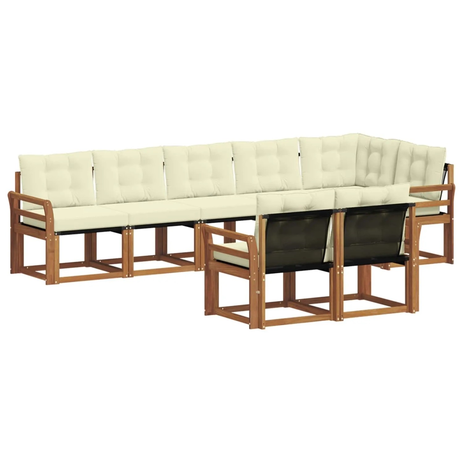 vidaXL Outdoor-Sofagarnitur mit Kissen 8-Tlg Natur und Creme 3368785