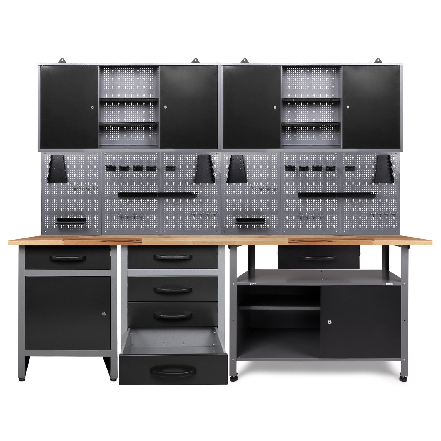 Ondis24 Werkbank Set Tüftler 240 cm 2 Schränke Werkstatt günstig online kaufen