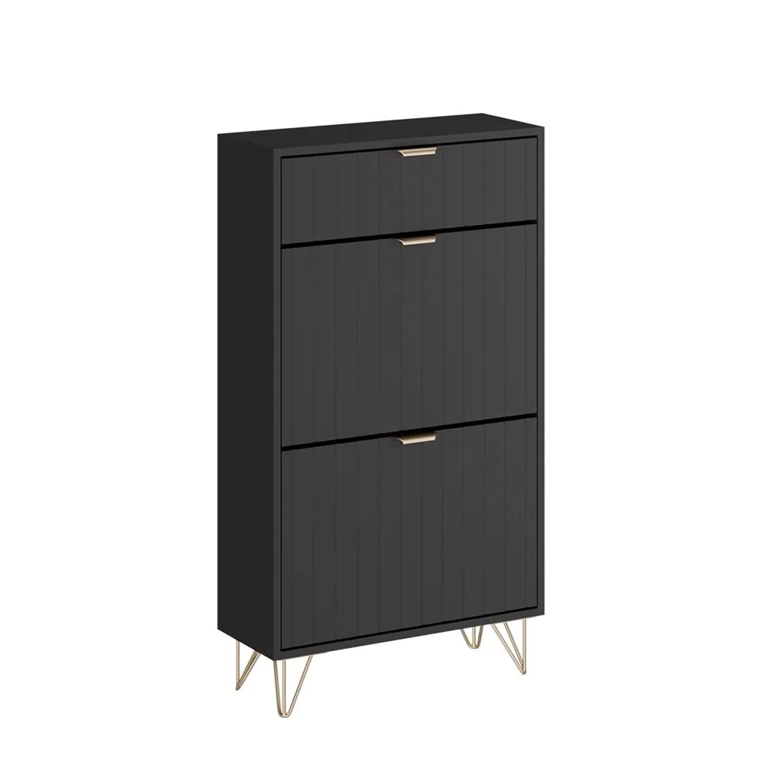 Vicco Schuhschrank Helge Schwarz 60 x 108 2 Fächer Art Nr 54240