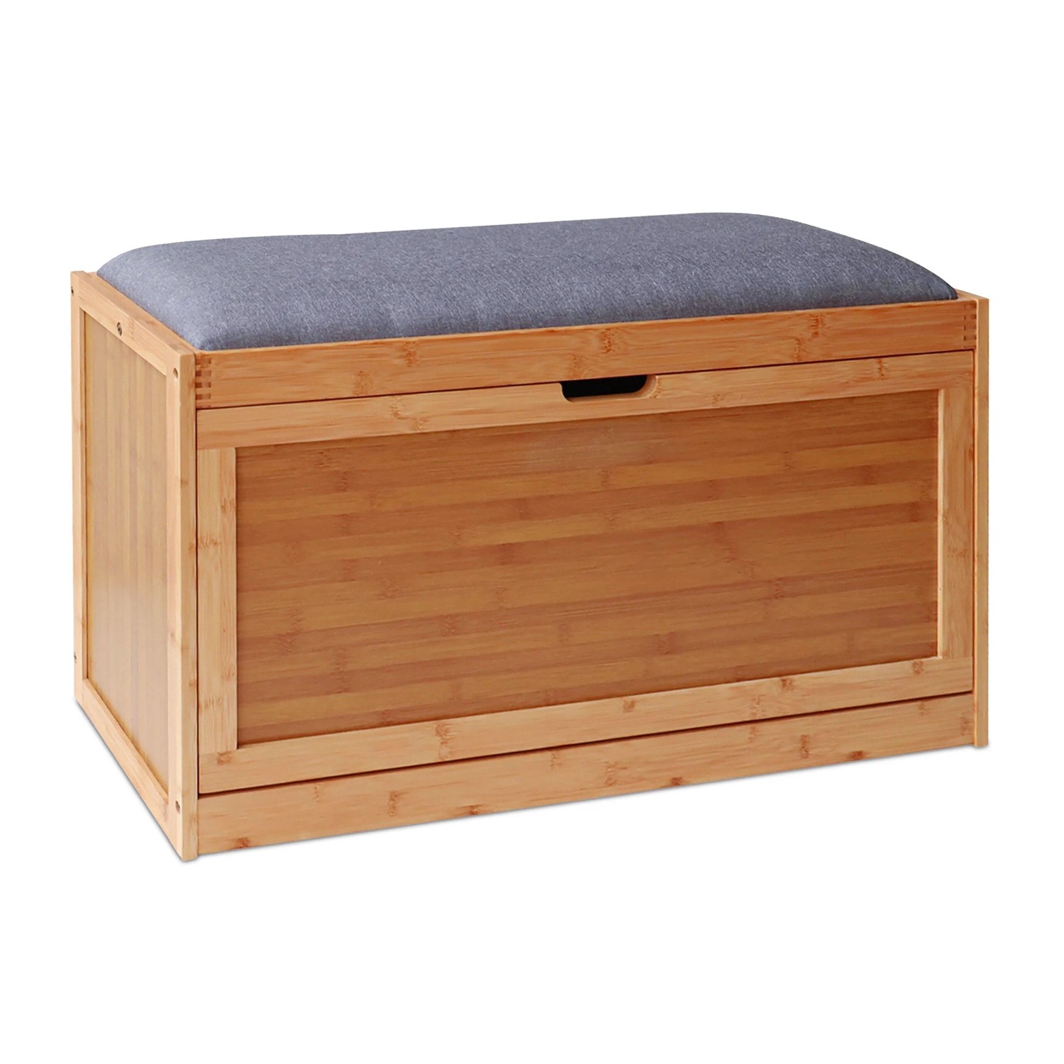 Relaxdays Schuhbank Bambus Natur Grau Gepolstert 80 cm x 49 cm x 30 cm 8,7 kg