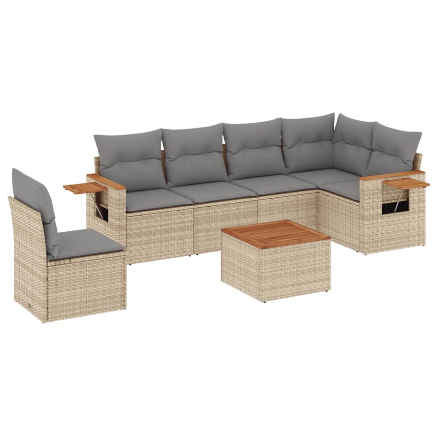 vidaXL 7-Tlg Garten-Sofagarnitur mit Kissen Beige Poly Rattan 3259266 günstig online kaufen