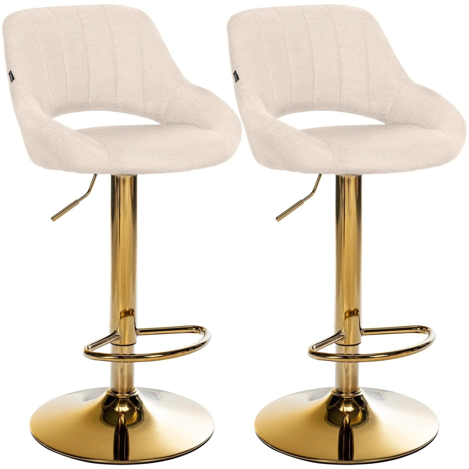 CLP 2er Set Barhocker Milet Stoff Metall Gold/Creme