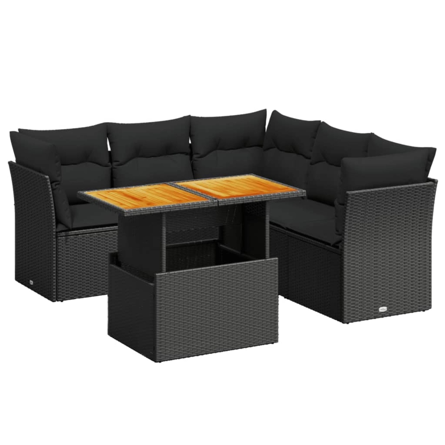 vidaXL 5-Tlg Garten-Sofagarnitur mit Kissen Schwarz Poly Rattan 3270824 günstig online kaufen
